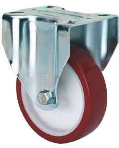 Rueda fija platina 107x086mm 100kg 080mm poliuretano inyectado blanco bandaje rojo ruedas alex 2-2360