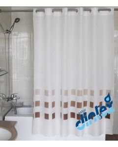Cortina baño anilla facil 180x200cm textil beige llas dintex 2 pz 02-955
