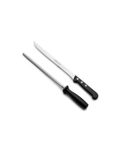 Cuchillo jamonero chaira 250mm acero inox negro arcos 2 pz 285500