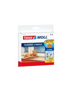 Burlete puerta/ventana adhesivo perfil en "p" 9mmx06mt caucho blanco tesa tape 05390