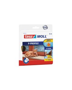 Burlete puerta/ventana adhesivo perfil en "p" 9mmx06mt caucho marron tesa tape 05390