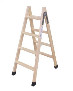 Escalera industrial de tijera tacos antideslizantes doble 3 peldaños 0,75mt madera escaleras climent d3t