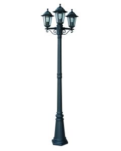 Farol jardin 3 focos e-27 3x60w aluminio negro orlando simon brico