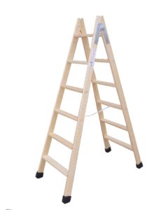 Escalera industrial de tijera tacos antideslizantes doble 11 peldaños 2,75mt madera escaleras climent d11te