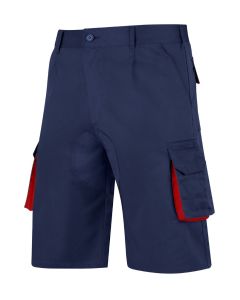 Pantalon trabajo multibolsillo corto t60 tergal azul marino/rojo cargo vesin