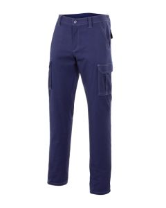 Pantalon trabajo multibolsillo con elastico 240gr t38 tergal azul marino velilla