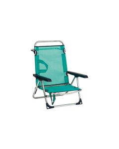 Silla playa multiposicion con asa pata trasera plegable aluminio fibreline azul alco