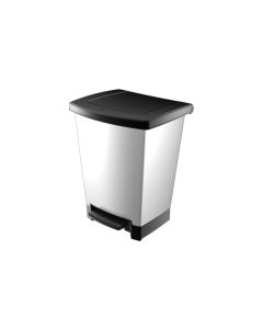Cubo basura reciclaje con pedal 2 compartimentos 25lt plastico gris plata curver