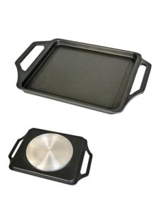 Plancha asar cocina bandeja lisa con asas 37x25cm aluminio fundido wecook 10600