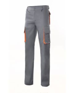 Pantalon trabajo multibolsillo con pinza 190gr t42 tergal gris/naranja velilla