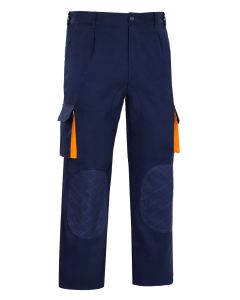 Pantalon trabajo multibolsillo t52 algodon marino/naranja cargo vesin