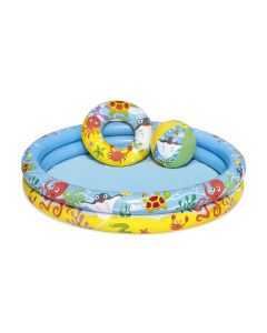 Piscina hinchable infantil circular flotador+balon playa 122x20cm plastico bestw