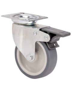 Rueda giratoria con freno platina 040kg 050mm goma gris ruedas alex tw0237