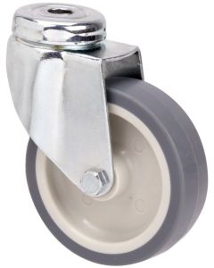 Rueda giratoria agujero pasante 060kg 080mm goma gris ruedas alex tw0243