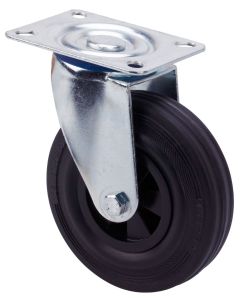 Rueda giratoria platina 080kg 100mm goma negro ruedas alex tw0254