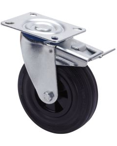 Rueda giratoria con freno platina 060kg 080mm goma negro ruedas alex tw0263