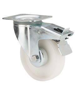 Rueda giratoria con freno platina 130kg 080mm poliamix blanco ruedas alex tw0206