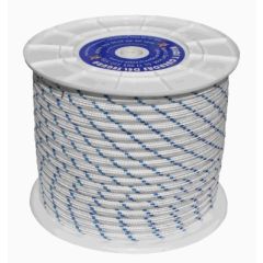 Cuerda fijacion trenzada tipo driza 20mm 100 mt nylon blanco/azul hyc 5110200100