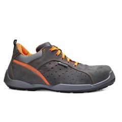 Zapato seguridad s1p deportivo puntera/plantilla no metalica t40 piel serraje afelpado gris/naranja climb base
