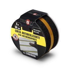Cinta antideslizante banda 50mmx  5mt negra reflectante adhesiva target care0550