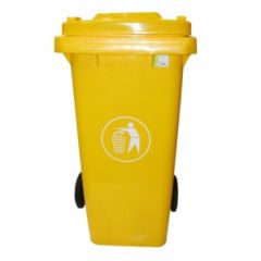 Contenedor basura con ruedas tapa 240 lt plastico amarillo natuur nt125872