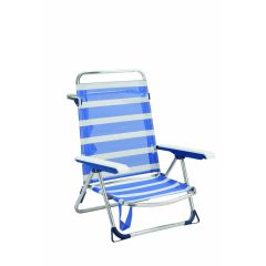 Silla playa cama baja con asa aluminio/fibreline azul/blanco alco 6075alf-1556
