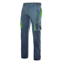 Pantalon trabajo multibolsillo 36 gris/verde lima velilla