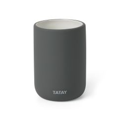 Vaso baño 74x105x74mm portacepillos tatay ceramica gris soft 6410100