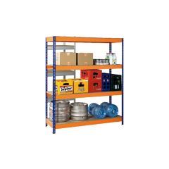 Estanteria metal galvanizado 4 estantes madera sin tornillos 190 x 150 x 60 cm azul/naranja