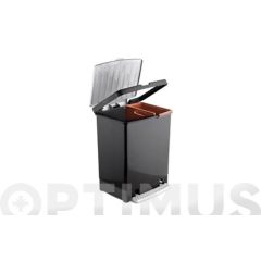 Cubo basura reciclaje con pedal 2 compartimentos 17+08lt plastico negro tatay 73279