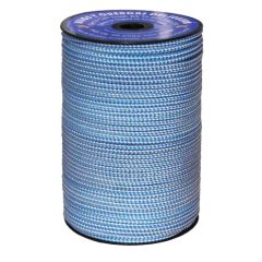 Cuerda fijacion trenzada 05mm 200 mt poliester blanco/azul hyc 5542050200