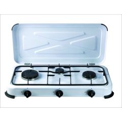 Cocina portatil a gas 3 fuegos 580x330x90mm 1,4/1,2/0,85 kw vivahogar vh99261