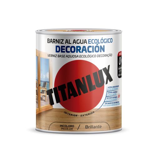 ⇒ Comprar Barniz madera brillante incoloro 750 ml al agua ecologico  interior/exterior titanlux m20100034 ▷ Más de 200 tiendas ✔️