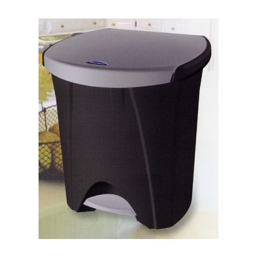 Cubo de basura y reciclaje en acero gris oscuro con 4 compartimentos