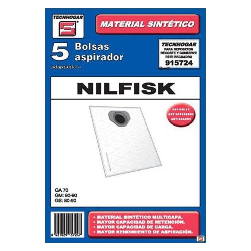 ⇒ Comprar Bolsa aspirador papel nilfisk tecnhogar 5 pz 915724